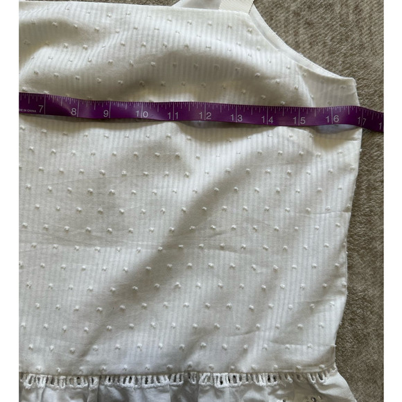 J. Crew White Swiss Dot Eyelet Square Neck Ruffe Hem Casual Tank Top, Size 4 - Picture 4 of 6